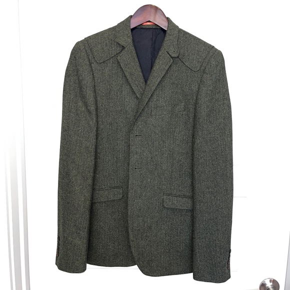Ben Sherman Green Herringbone Tweed Men’s Blazer, Small - Picture 1 of 5